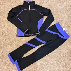 ChloeNoel Figure Skating Outfit Set Jacket Pants Black Purple Size CXS